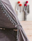 MINICAMP Grey Boho Teepee for Kids - Handmade Pompoms & Natural Cotton Play Tent by Minicamp at brixbailey.com