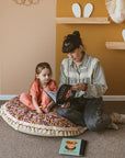 MINICAMP Large Kids Floor Cushion with Tassels - Burgundy Floral Pattern - OEKO-TEX Certified by Minicamp at brixbailey.com