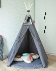 MINICAMP Grey Teepee Tent for Kids - Fun Playtime Adventures with Pom Poms by Minicamp at brixbailey.com