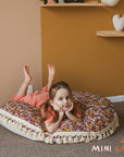 MINICAMP Large Kids Floor Cushion with Tassels - Burgundy Floral Pattern - 100% Cotton & OEKO-TEX Certified by Minicamp at brixbailey.com