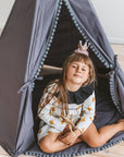 MINICAMP Grey Teepee Tent for Kids - Fun Playtime Adventures with Pom Poms by Minicamp at brixbailey.com