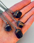 Raw Black Tourmaline Necklace - Mens | Handmade by Blackbird & Sage
