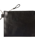 Black Leather Clutch with Ring Handle