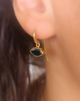 Lena Marquise Gemstone Drop Earrings Black Onyx