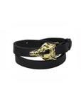 Adjustable Leather Wolf Buckle Bracelet/Choker – Versatile Gift by RR at brixbailey.com