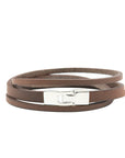 Double Wrap Leather Bracelet with Silver Clasp