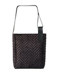 Mixed Material Shopper Bag in Herringbone