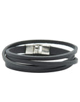 Double Wrap Leather Bracelet with Silver Clasp