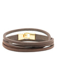 Double Wrap Leather Bracelet with Golden Hook Clasp