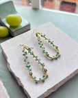 Hydra Large Teardrop Wire-Wrapped Gemstone Earrings Iolite, Blue Topaz & Apatite
