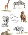Personalised Safari Animals Nursery Name Print