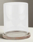 Medium Walnut Brown Stone Based Hurricane Lantern