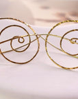 Orbit Spiral Hoops - Abstract Brass Wire Earrings in Artistic Spiral Shape.