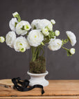 Lifelike white artificial ranunculus spray with realistic petals, 68cm long, for elegant home decor by sostter at brixbailey.com
