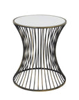 Sleek Brass Mirror Side Table with Reflective Top
