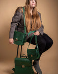 Classic Leather Saddle Bag with Vintage Style and Laptop Pocket