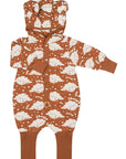 Eared Jumpsuit for Babies and Kids - Cinnamon Sheep