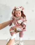 Eared Jumpsuit for Babies and Kids - Pink Suns