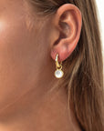 Apollo Gold Hoop & Gemstone Charm Earrings Amazonite with Crystal