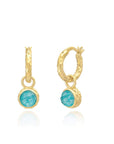 Apollo Gold Hoop & Gemstone Charm Earrings Amazonite with Crystal