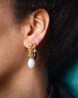 Drop Pearl And Barbed Wire Earrings