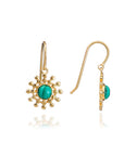 Etrusca Gold Sun Drop Earrings: Malachite