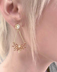 Rose Quartz Radiating Bead Stud Earrings in Gold