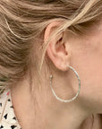 Lydia Large Textured Silver Hoops