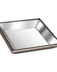 Square distressed mirror and wood tray with rustic brown frame, modern vintage home decor centerpiece by Sostter at brixbailey.com