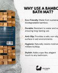Eco Bath London Bamboo Bath Mat - Roll Up Shower Mat, Anti-Slip and Waterproof Bathroom Spa Shower Mat