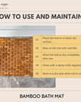 Eco Bath London Bamboo Bath Mat - Roll Up Shower Mat, Anti-Slip and Waterproof Bathroom Spa Shower Mat