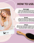Eco Bath London Bamboo Hair Brush with Boar Bristles - Eco-Friendly Detangling Hairbrush for All Hair Types