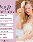 Eco Bath London Bamboo Hair Brush with Boar Bristles - Eco-Friendly Detangling Hairbrush for All Hair Types