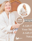 Eco Bath London Organic Cotton Shawl Collar Bath Robe - 100% Certified Organic Cotton
