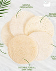 Eco Bath London Natural Loofah Face Exfoliating Scrubber Pads - 6 Count (1 Pack)