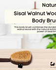 Eco Bath London Natural Sisal Walnut Wood Body Brush - Luxurious Dry Brushing Body Brush