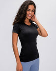Round Neck Short Sleeve Active T-Shirt-0