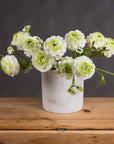 Green ranunculus spray with ultra-realistic plastic blooms, natural green color, 44 cm tall, for home decor or weddings by sostter at brixbailey.com