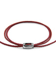 Silver and Rope Skinny Bracelet in Burgundy Red