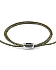 Edward Silver and Rope SKINNY Bracelet - Khaki Green