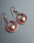 Copper Pearl Earrings - Crystal Jewelry | Handmade by Blackbird & Sage