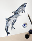 Personalised Dolphins Watercolour Fine Art Print