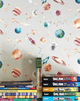 Watercolour Planet Wallpaper | Solar System, Stars & Rockets | Kids Bedroom