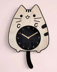 3D Wooden Cartoon Cat Wall Clock - Whimsical, Educational & Quiet for Kids Rooms by Baby Lamby at brixbailey.com