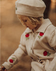 Rose Embroidered Cardigan in Beige