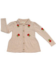 Rose Embroidered Cardigan in Beige