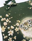 Green floral Silk Pocket Square and Bow tie in 'Forest' moth print