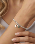 Personalised May Birthday Initial Letter & Birthstone Bracelet