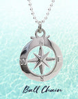 Enamel Outline Compass Large St Christopher Silver Necklace