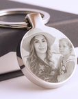 Personalised Round Photo Keyring – Double-Sided Stainless Steel Engraving